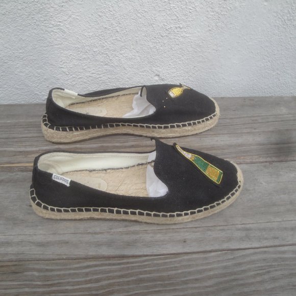 Soludos Espadrilles Black Smoking Champagne cheers smoking slipper” 7.5 #0024 - Picture 3 of 6